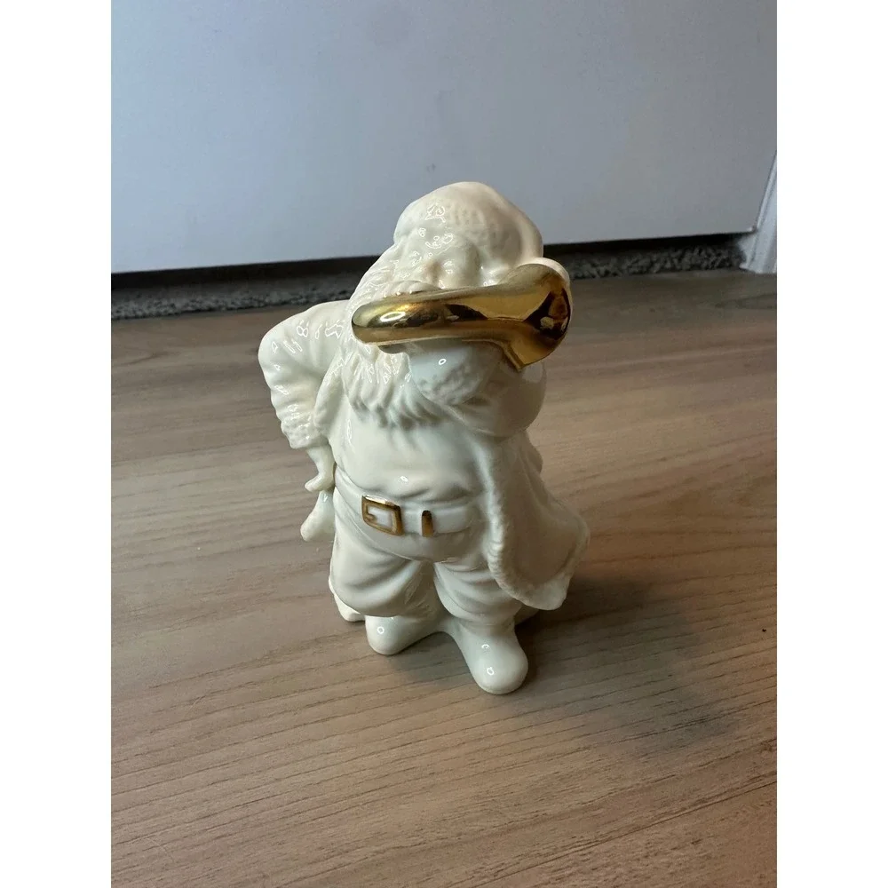 Lenox Ivory China Santa with French Horn Gold Accents Christmas Figurine‎ 5 inch
